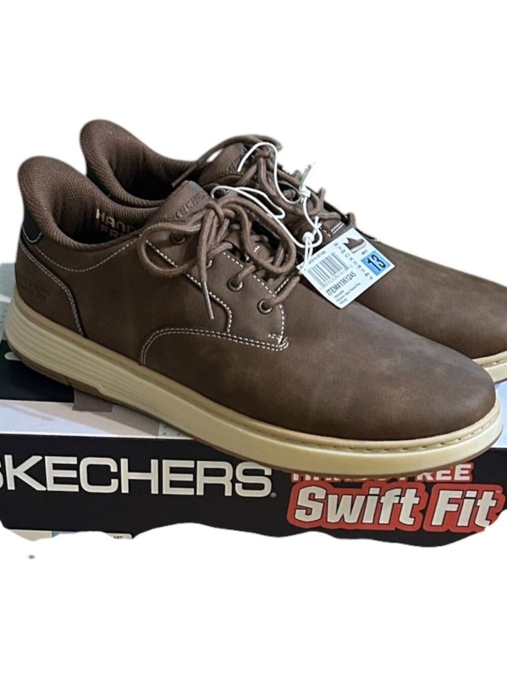 Skechers Men's Hands Free Swift Fit Memory Foam Casual Brown Shoes Size 13